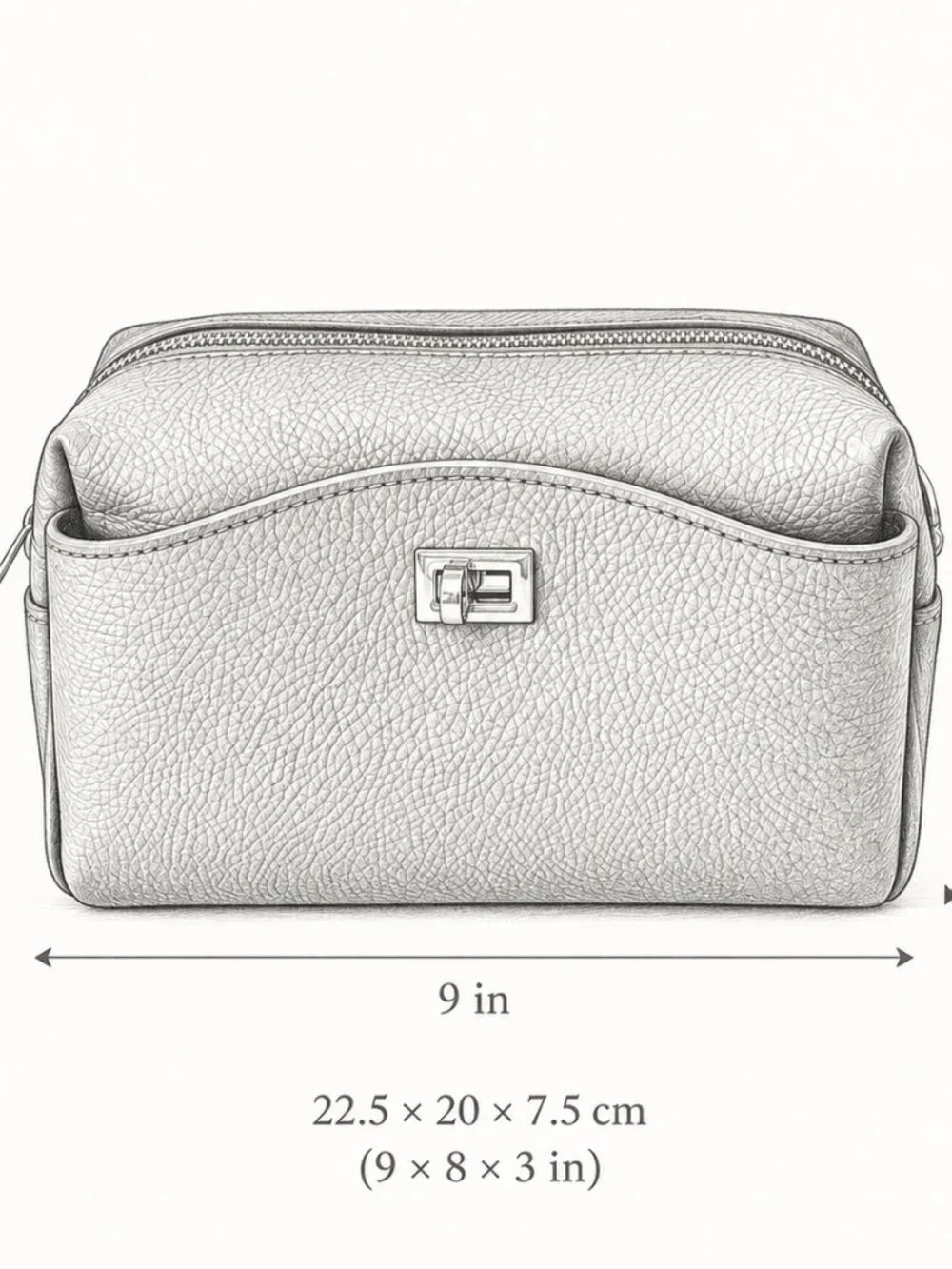 Grey Genuine Leather Crossbody Bag, Italian Leather Shoulder Bag